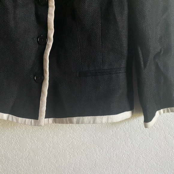 Lauren Ralph Lauren Linen Preppy Academia Black and White Trim Blazer Jacket 8P - Picture 7 of 14